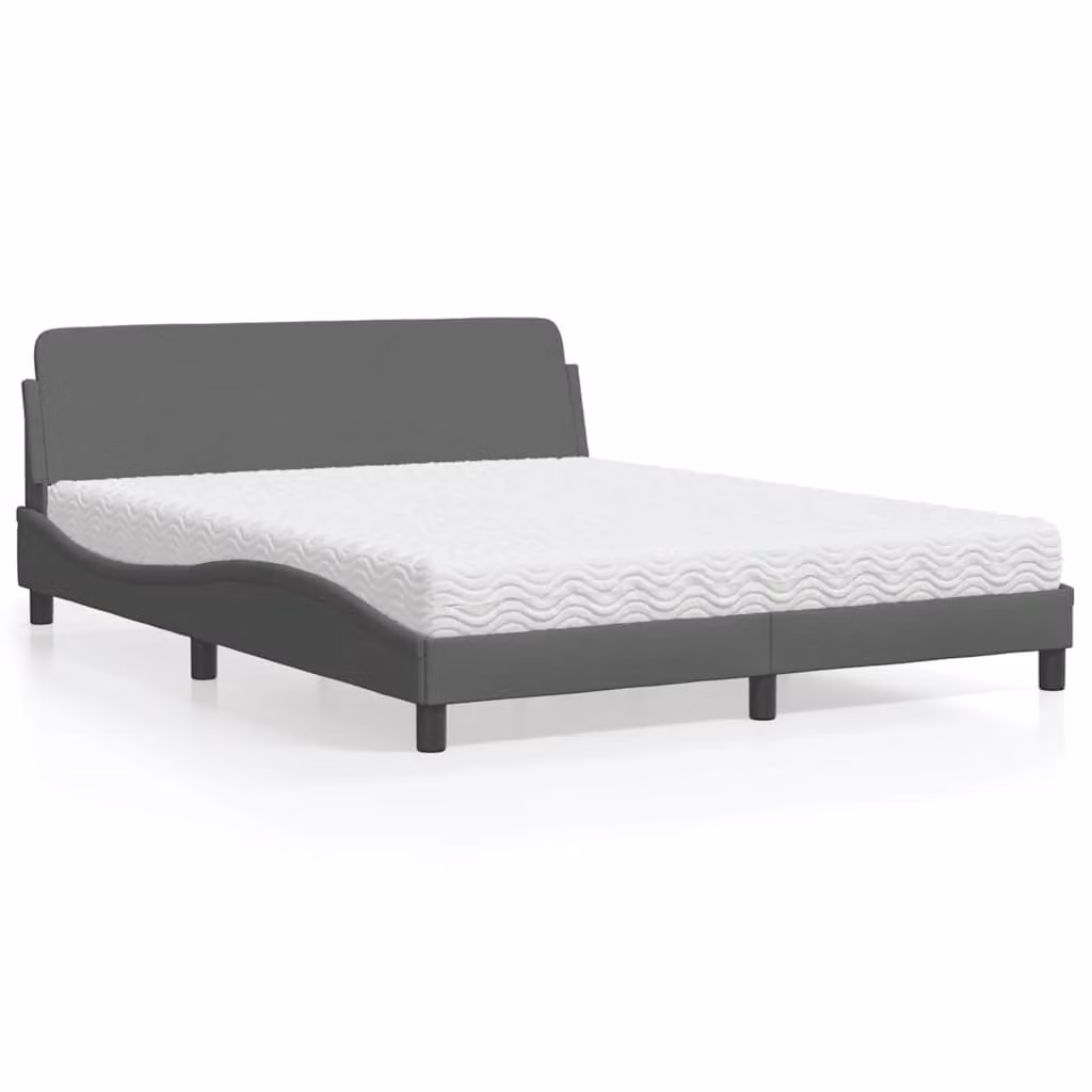 Letto con Materasso Dover vidaXL in Tessuto Grigio e Bianco 160x200 cm