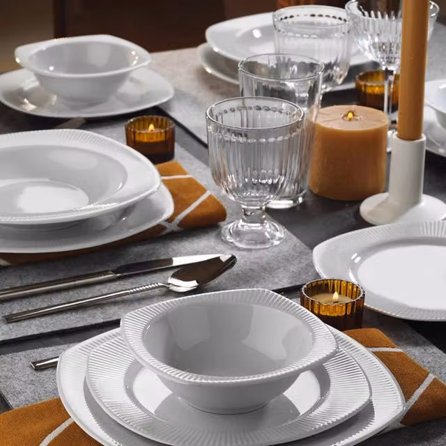 Servizio piatti Notaseto DMORA in porcellana, set da 24 pezzi, bianco – 1