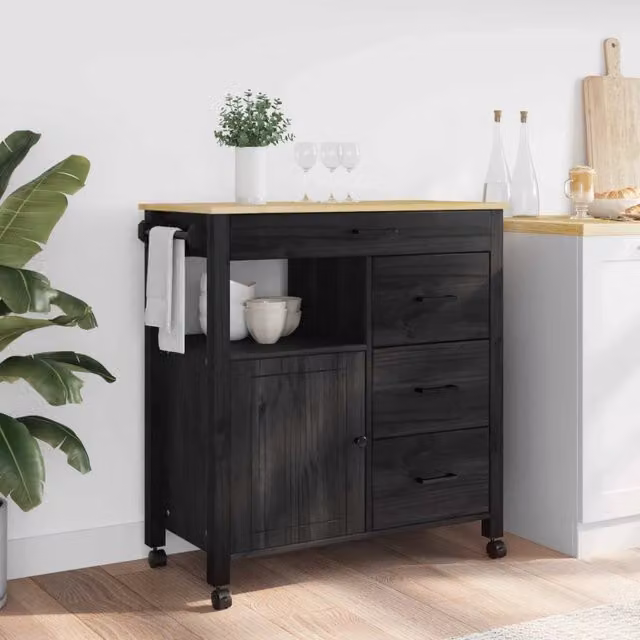 Carrello da Cucina MONZA Nero 84 x 40 x 88,5 cm 42027041