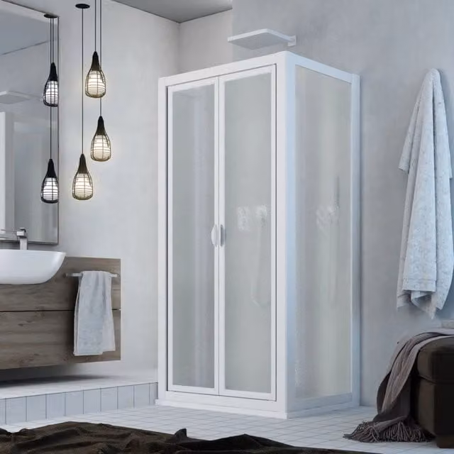 Box doccia 3 lati Saloon Delta Trio in acrilico bianco FORTE L: 70 cm, P: 95 cm, H: 185 cm
