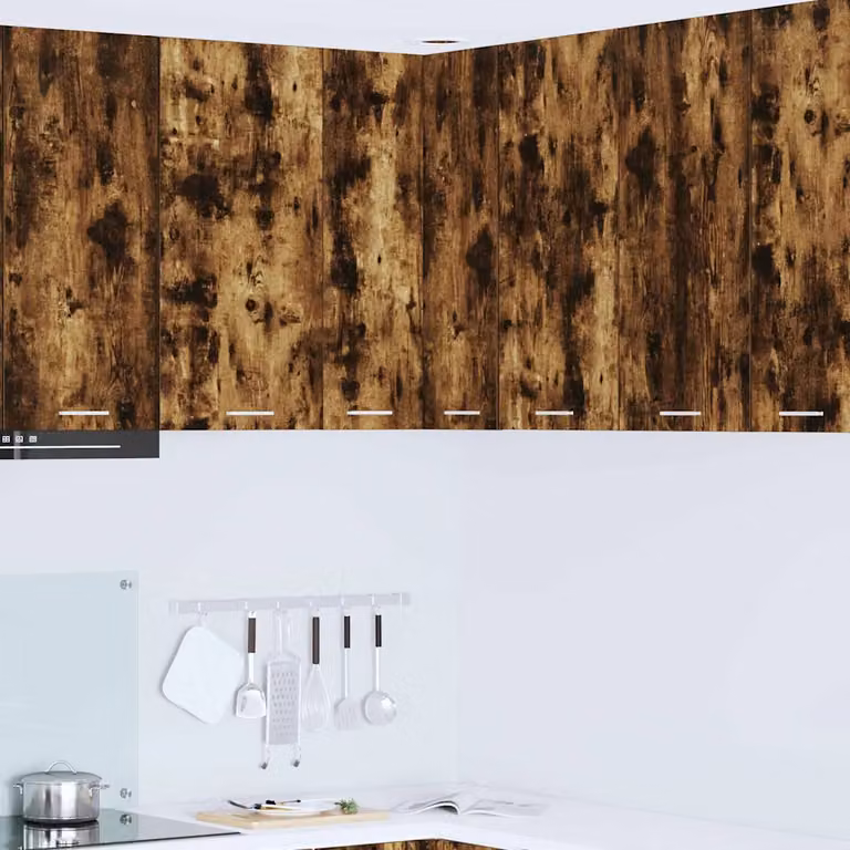 vidaXL Armadio pensile da cucina moderno in MDF con ante a battente, marrone e bianco, L/P/H: 57 x 57 x 80 cm