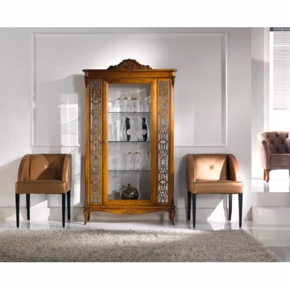 Vetrina classica in legno con 1 porta in vetro e finitura bassano Mobili 2G L/P/H: 111 x 44 x 192 cm – 1