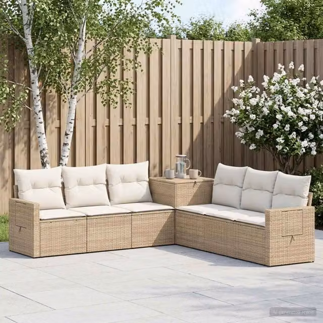 Set di divani 7 pz Beige e Bianco Crema 234 x 234 x 85 cm 3448808