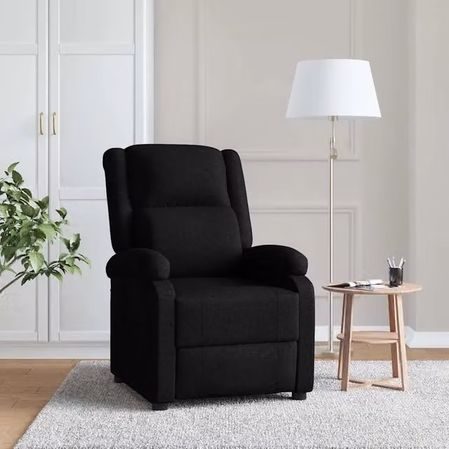 Poltrona Reclinabile Relax vidaXL in Tessuto Nero con Braccioli e Regolazione Manuale