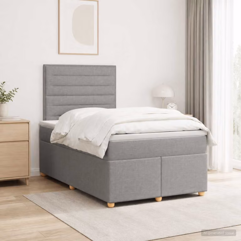 Letto box spring ibrido vidaXL con materasso a molle insacchettate e base contenitore, Grigio, L/P: 120 x 200 cm