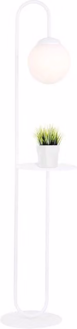 Lampada da terra con tavolino Emibig BARI bianca con attacco E14 e struttura in metallo e vetro, H: 150 cm, L: 30 cm, P: 30 cm