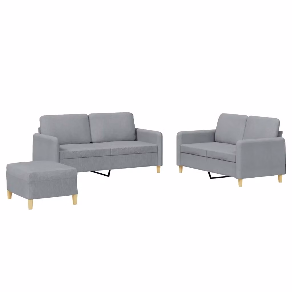 vidaXL Set di Divani 3 pz Moderno in Tessuto Grigio con Cuscini – 2