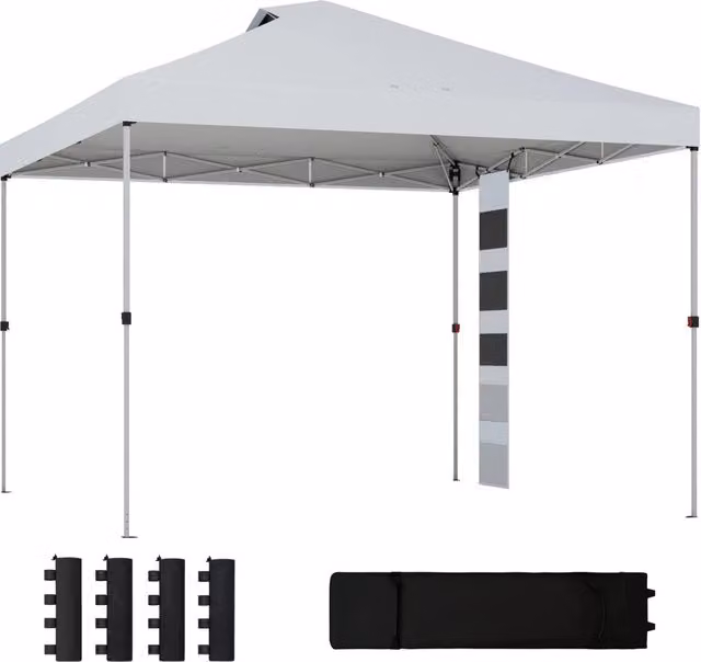 Gazebo da giardino pieghevole Minimal in metallo e tessuto Oxford bianco L: 3 m x P: 3 m