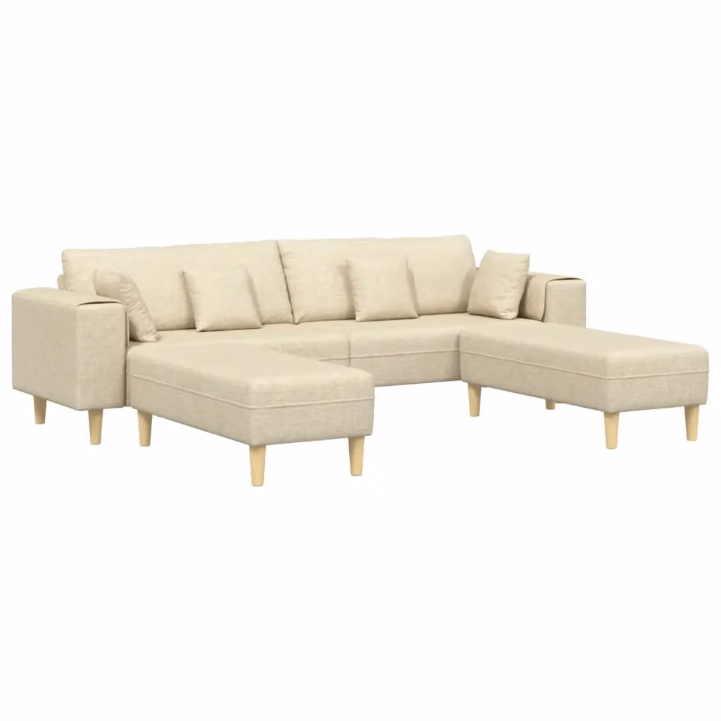 Divano angolare moderno vidaXL in tessuto beige con cuscini per il tuo soggiorno L/P/H: 250 x 188 x 76 cm – 2