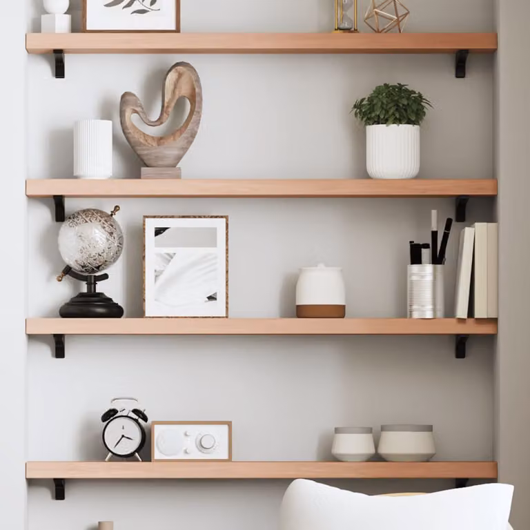 Ripiano da muro vidaXL in legno di rovere massello marrone chiaro L 80 cm x P 10 cm x H 4 cm
