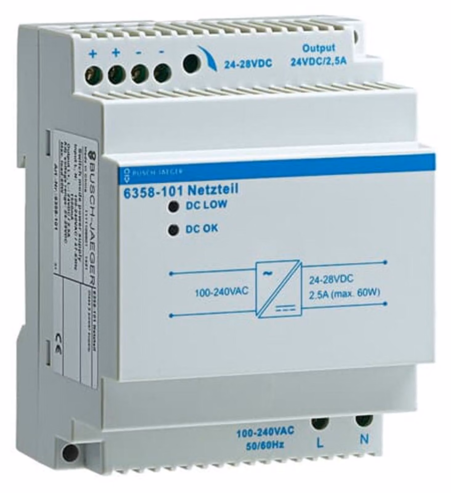 Busch-Jaeger Alimentatore REG, 230V/24V, 2500mA 6358-101