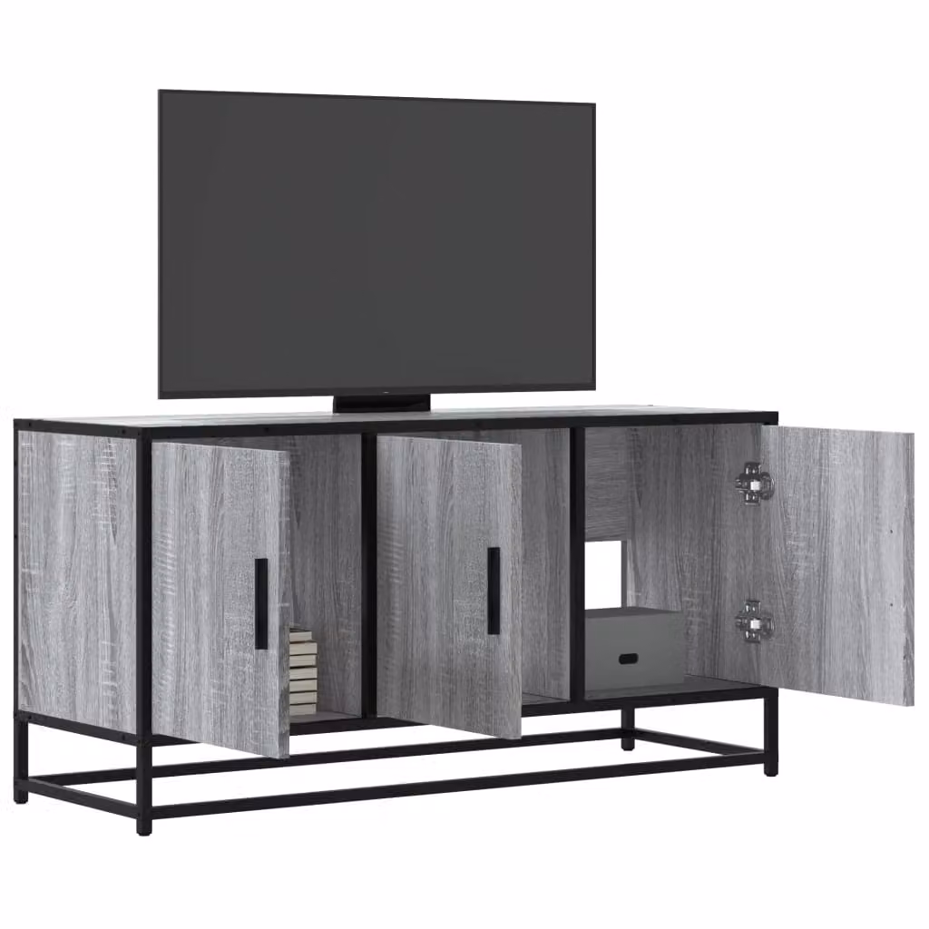 Mobile TV vidaXL in stile industriale Grigio Sonoma, L: 100 cm, P: 35 cm, H: 50 cm, in legno e metallo