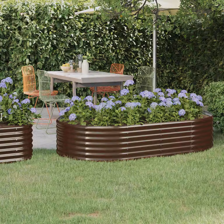 Letto rialzato da giardino vidaXL in acciaio zincato marrone L: 175 cm, P: 100 cm, H: 36 cm