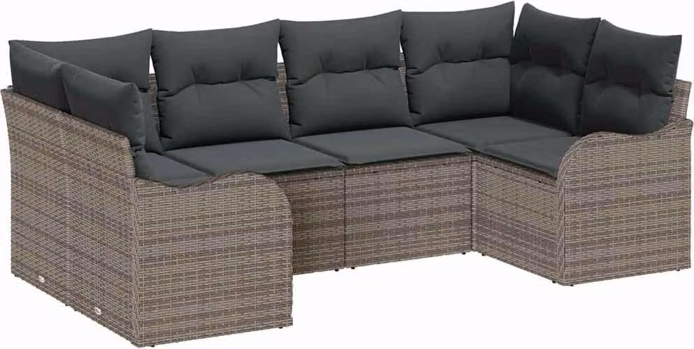 Set Divano da Giardino 6 pcs Grigio Poly Rattan
