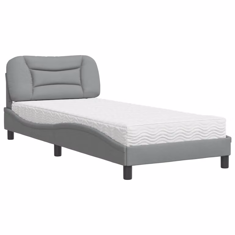 Letto con Materasso Hvar Grigio Chiaro 90x190 cm in Tessuto
