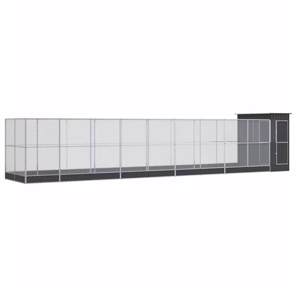 Voliera con Estensione Argento 1037x203x216 cm in Acciaio