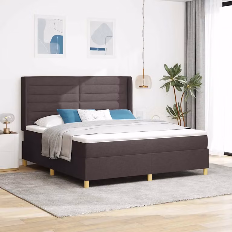 Letto con materasso a molle vidaXL in tessuto marrone e oro L/P: 180 x 200 cm