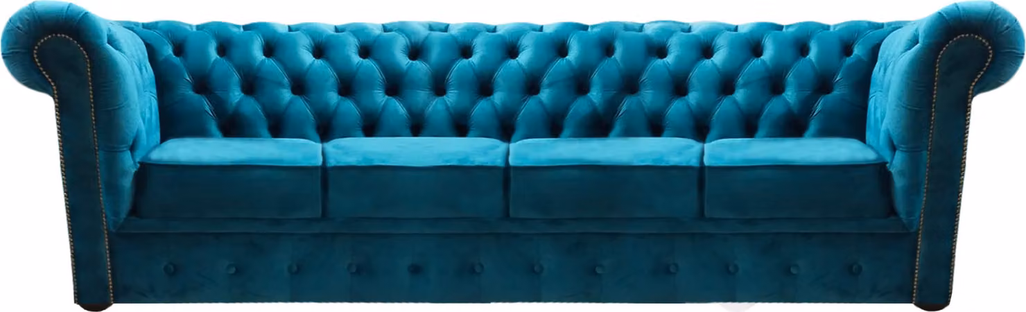 Blau Modern Viersitzer Sofa Couch Textil Wohnzimmer Einrichtung Textil