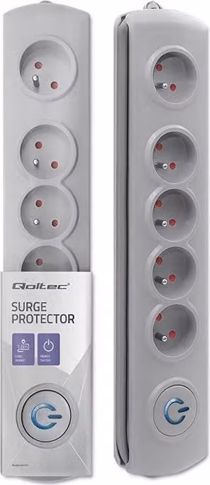 Qoltec 50270 Limitatore di sovratensione Grigio 5 prese AC 230 V 1,8 m