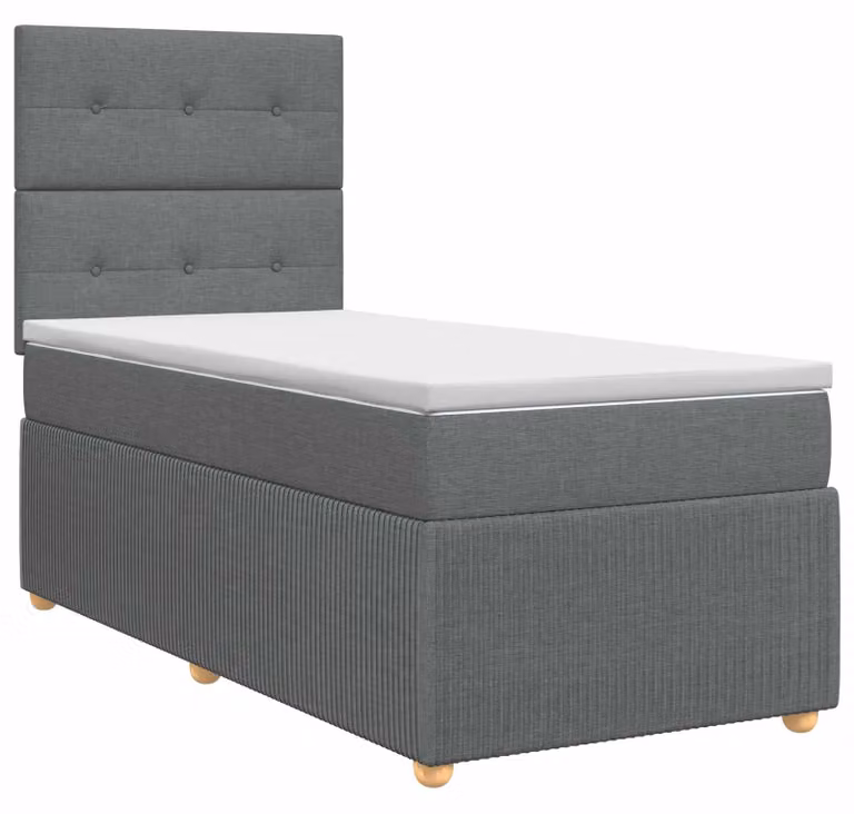 Letto a molle con materasso grigio scuro 100 x 200 cm in tessuto