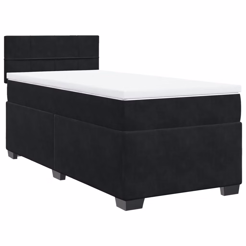 Letto Ibrido con Giroletto a Molle e Materasso vidaXL in Velluto Nero e Bianco L/P: 90 x 200 cm – 2
