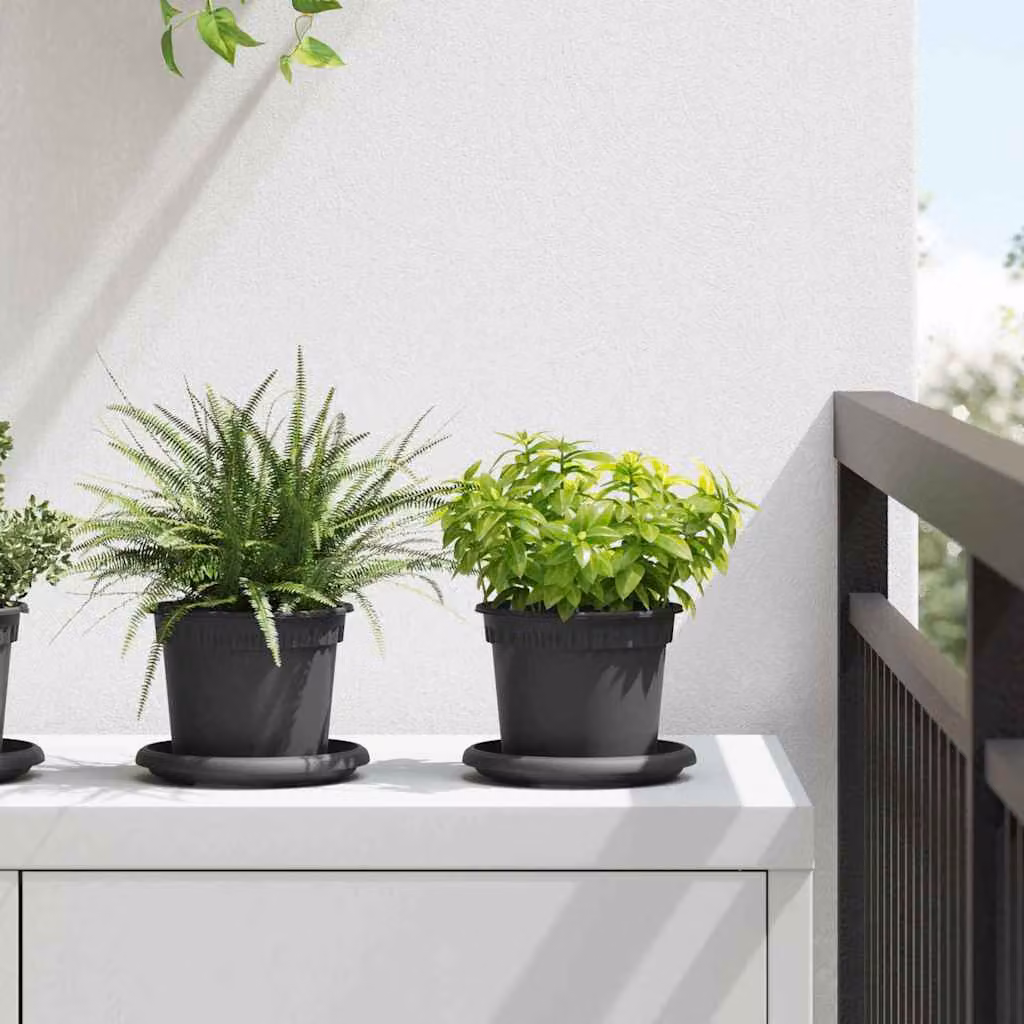 Set di 24 vasi per piante vidaXL in plastica nera per uso decorativo da interno o giardino