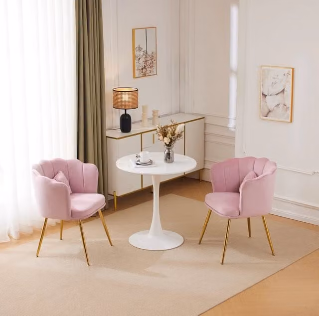 Poltrona 633.0x58.0x77.0 cm con cuscino e piedi regolabili in velluto rosa