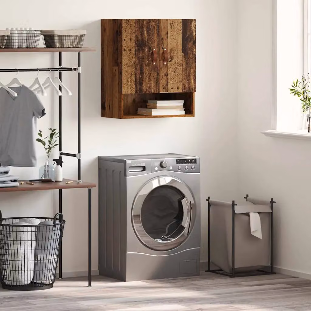 Armadietto a muro vidaXL in legno marrone con ante a battente e ripiani interni L: 60 cm, P: 31 cm, H: 70 cm