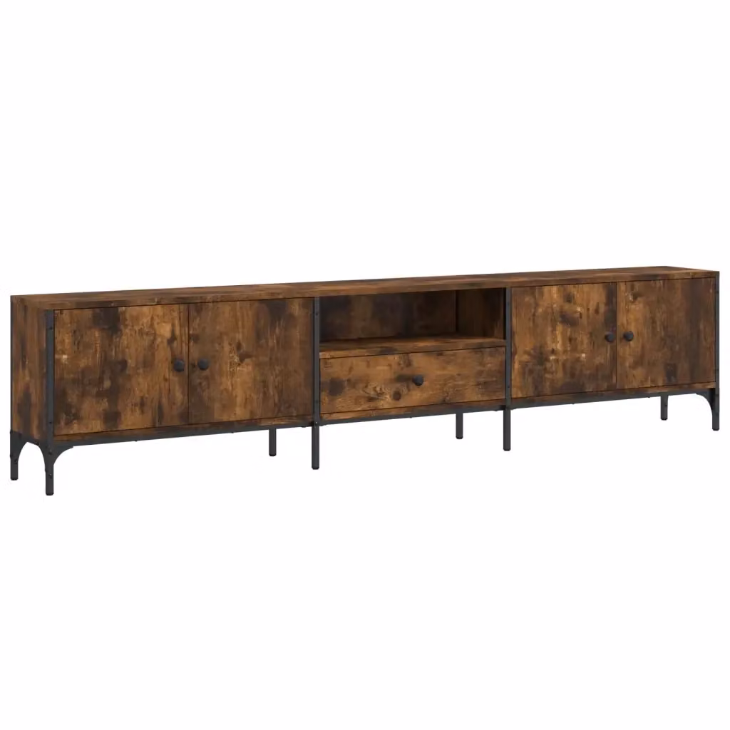 vidaXL Mobile TV con Cassetto in Rovere Fumo Marrone L: 200 cm, P: 25 cm, H: 44 cm – 2