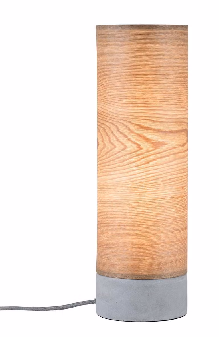Lampada da tavolo, cilindro, legno, cemento, grigio, H 35 cm, NEORDIC SKADI