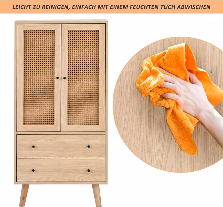 Credenza - Comò - Larghezza 60 cm - Con ante e cassetti - Ampio spazio contenitivo - Modello indipendente - Per soggiorno e sala da pranzo - Beige