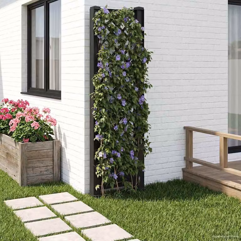 vidaXL Trellis in plastica per piante rampicanti, colore antracite, H: 165 cm, L: 43 cm, P: 6 cm