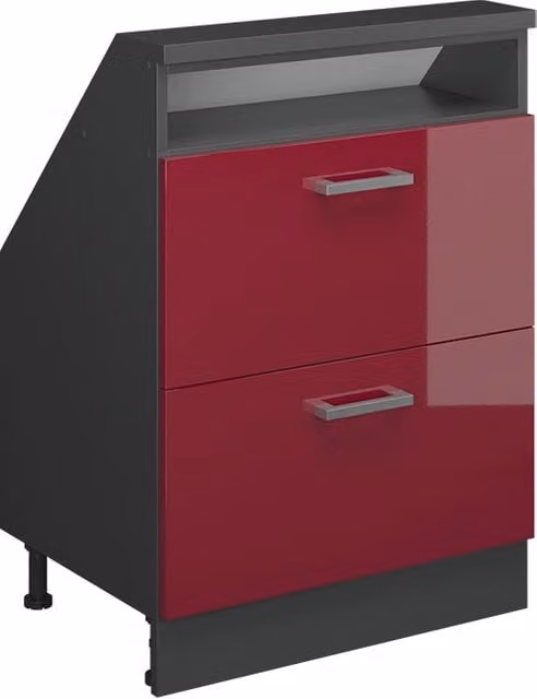 Mobile sottotetto Vicco Rion Rosso lucido e Antracite con cassetti e ripiani, L: 83.8 cm, P: 46.0 cm, H: 60.0 cm – 1