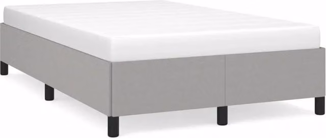 Letto matrimoniale moderno in tessuto grigio con doghe in legno L/P: 120 x 200 cm