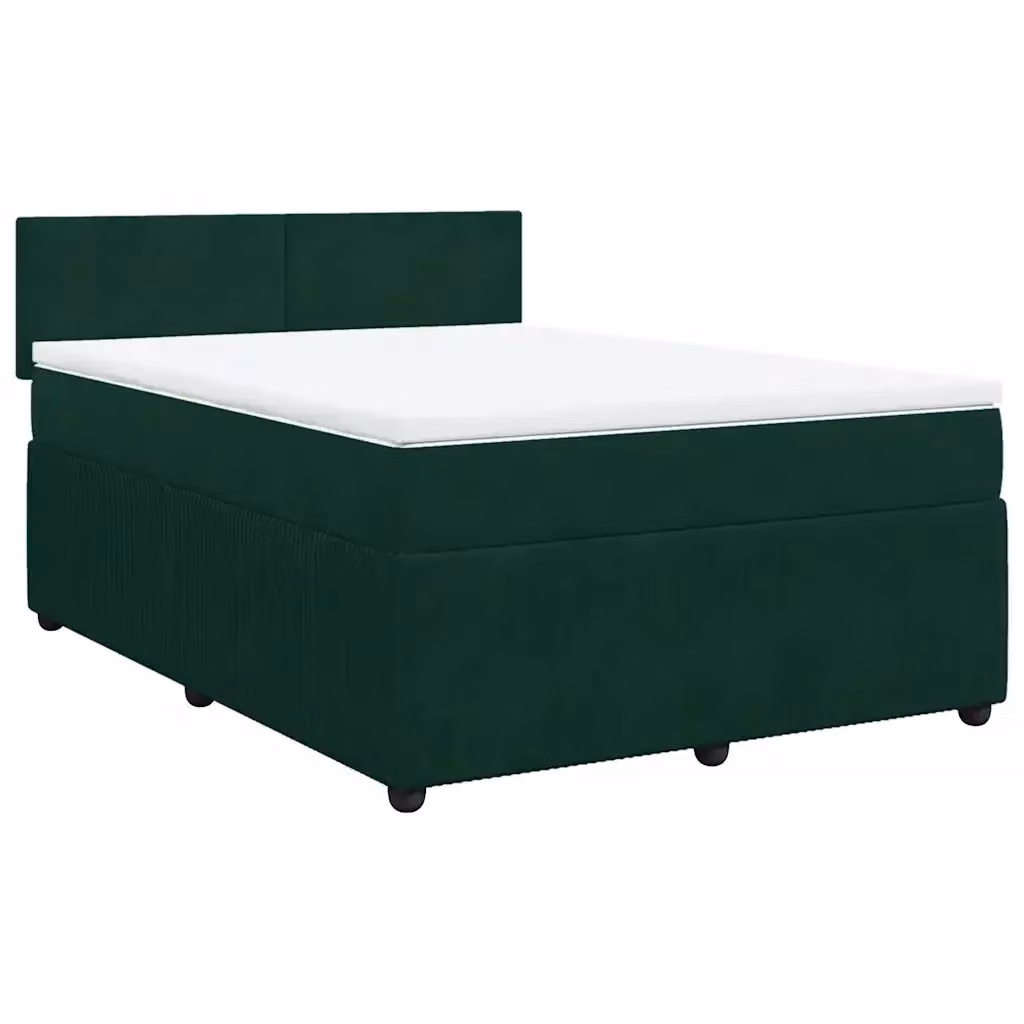 Letto con Giroletto a Molle e Materasso Ibrido vidaXL in Velluto Verde Scuro L/P: 160 x 200 cm – 2