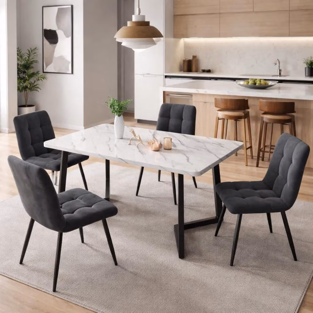 Set di 4 sedie da pranzo in velluto con supporto ergonomico