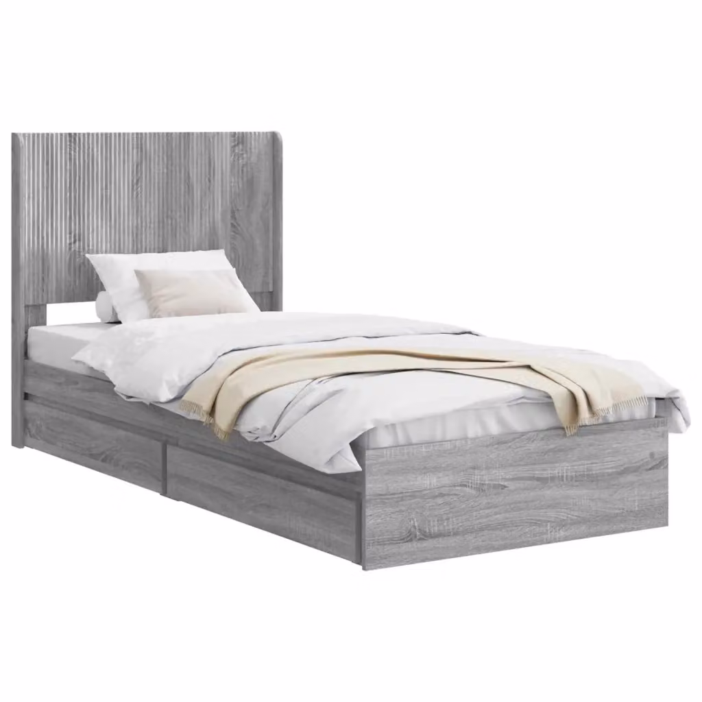 Letto con contenitore e testata vidaXL in legno Sonoma grigio L: 140 cm, P: 100 cm, H: 193 cm – 2