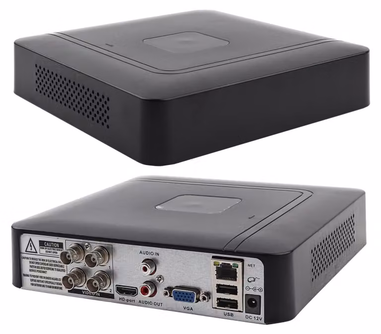Registratore video per sistemi di sicurezza - Sistema CCTV a 4 canali (4CH) - Capacità di archiviazione di 8 TB - Connessioni HDMI, USB e VGA - Compatibile con telecamere DVR AHD, CVI e TVI