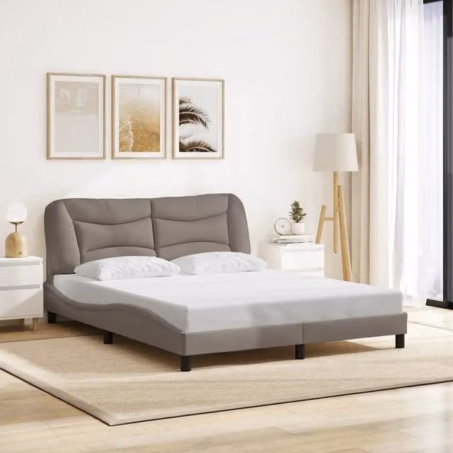 Giroletto senza Materasso-Struttura Letto Hvar Tortora 160x200 cm in Tessuto