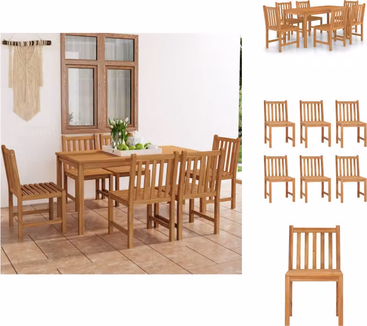 vidaXL set da pranzo da giardino 7 pezzi in teak massiccio - Set di mobili da giardino