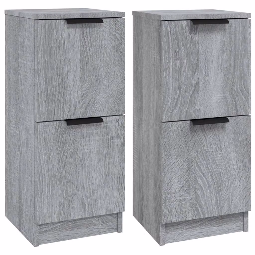 Credenze 2 pz Grigio Sonoma 30x30x70 cm in Legno Multistrato