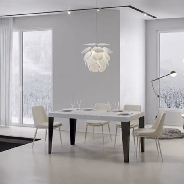 Tavolo allungabile moderno Itamoby Flame tortora con gambe antracite L: 180/284 cm, P: 90 cm