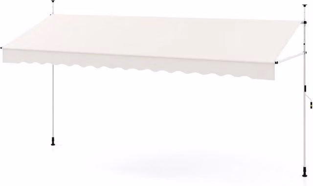 Tenda da Sole a Morsetto Costway con Manovella, Telo in Poliestere Impermeabile e Telaio in Alluminio, L: 400 cm, H: 150 cm, Colore Bianco – 1