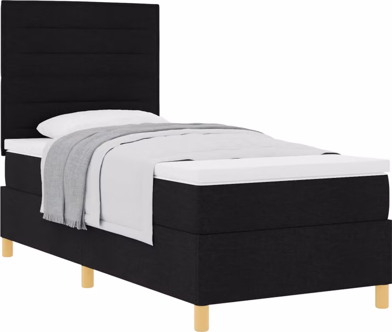 Letto a molle con materasso Nero 100 x 200 cm Tessuto