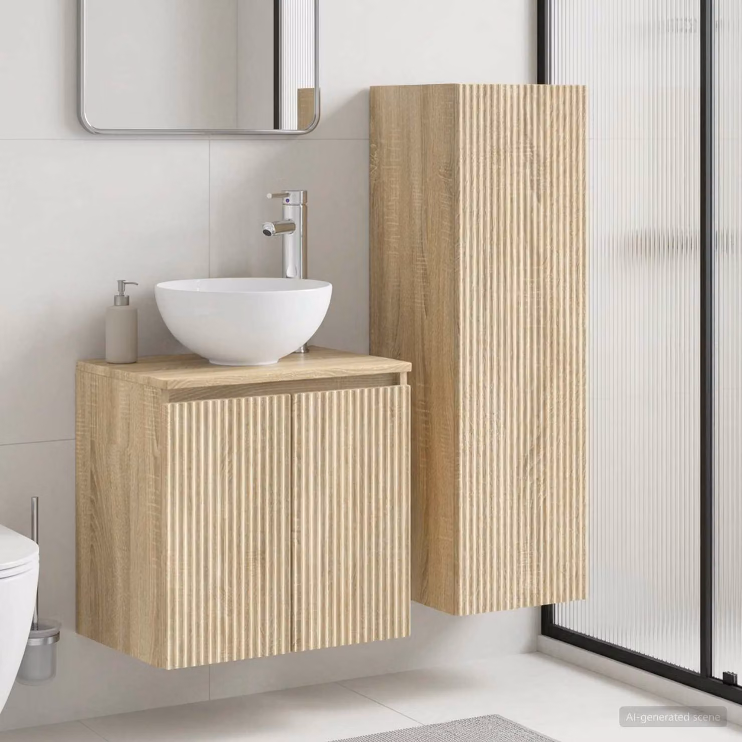 Set di mobili da bagno moderni vidaXL composto da mobile sottolavabo e pensile a parete in MDF marrone