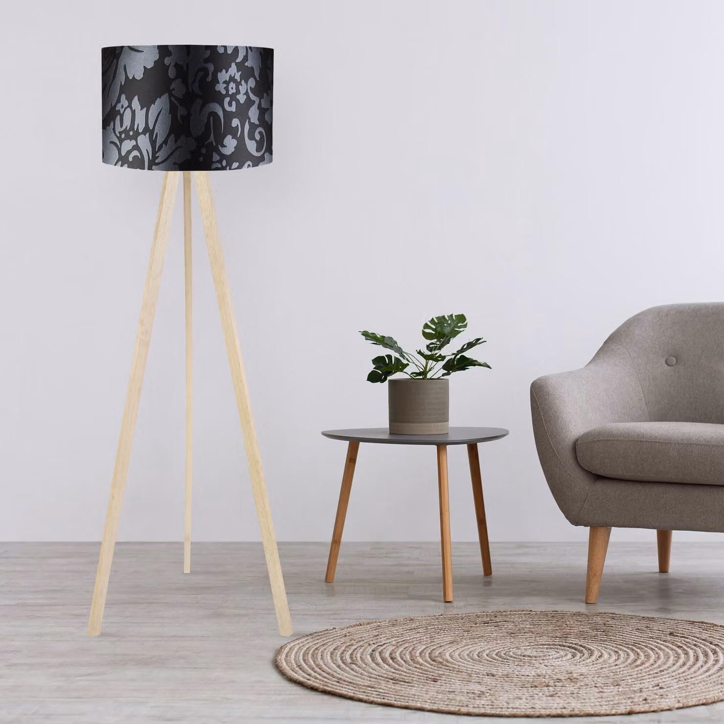 Opviq, AYD- AYDAXL, Nero,Grigio,Marrone, Lampade da terra, 38 x 140 cm, 70% MDF / 30% tessuto PVC
