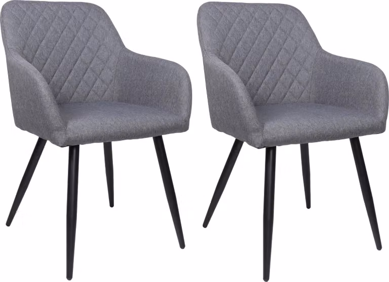 Set di 2 sedie da sala da pranzo ALBATROS SILA, grigio - Sedia imbottita moderna ed elegante, confortevole - Elegante sedia da cucina, sedia da sala da pranzo o sedia da tavolo da pranzo in stile retrò