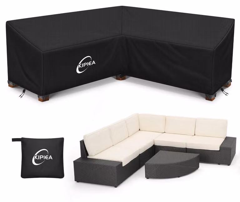Copertura per mobili da esterno a forma di L, tessuto Oxford 420D, impermeabile, resistente alle intemperie invernali, antivento e anti-UV, dimensioni 250x250x85x78 cm