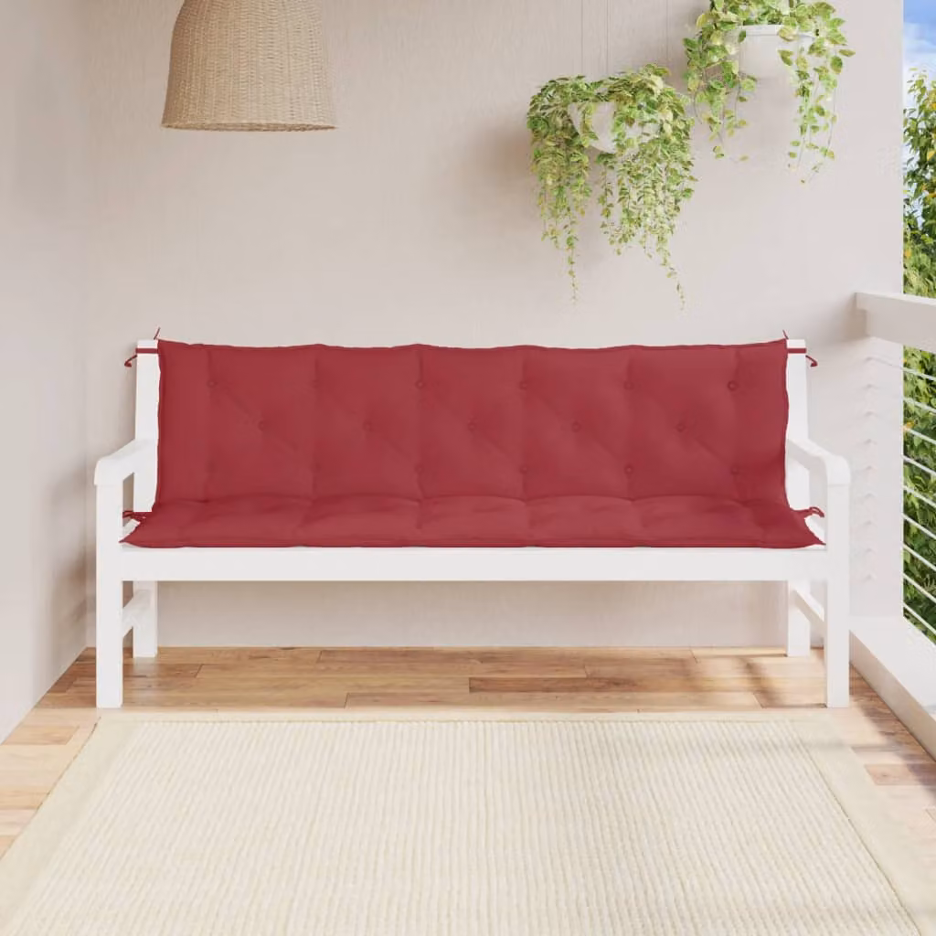 Set di 2 cuscini per panca vidaXL in tessuto Oxford rosso, impermeabili e traspiranti, L 180 x P 50 x H 7 cm