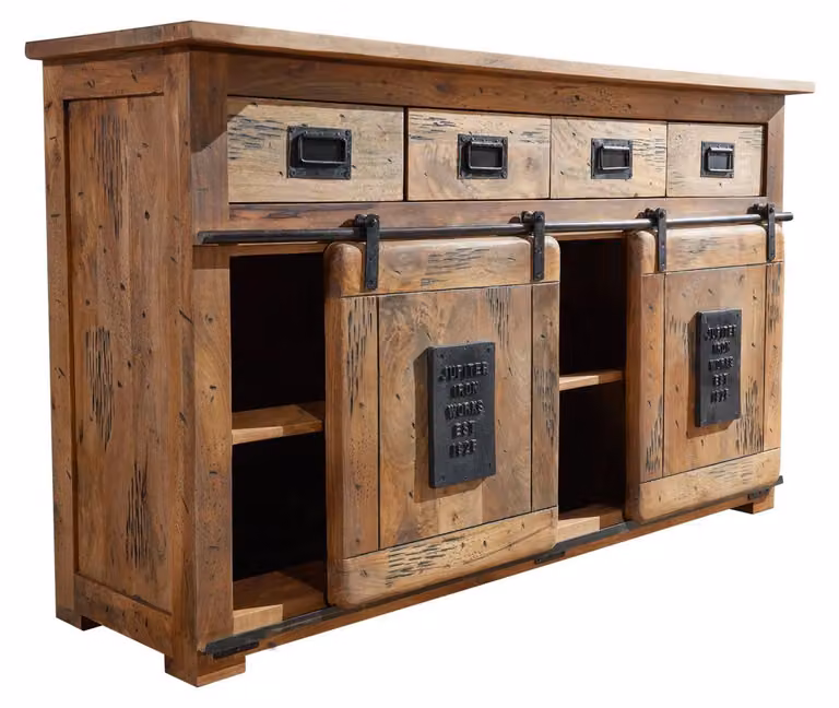 MASSIVMOEBEL24 | credenza in legno di Mango 150x45x90 mango naturale laccato RAILWAY #120